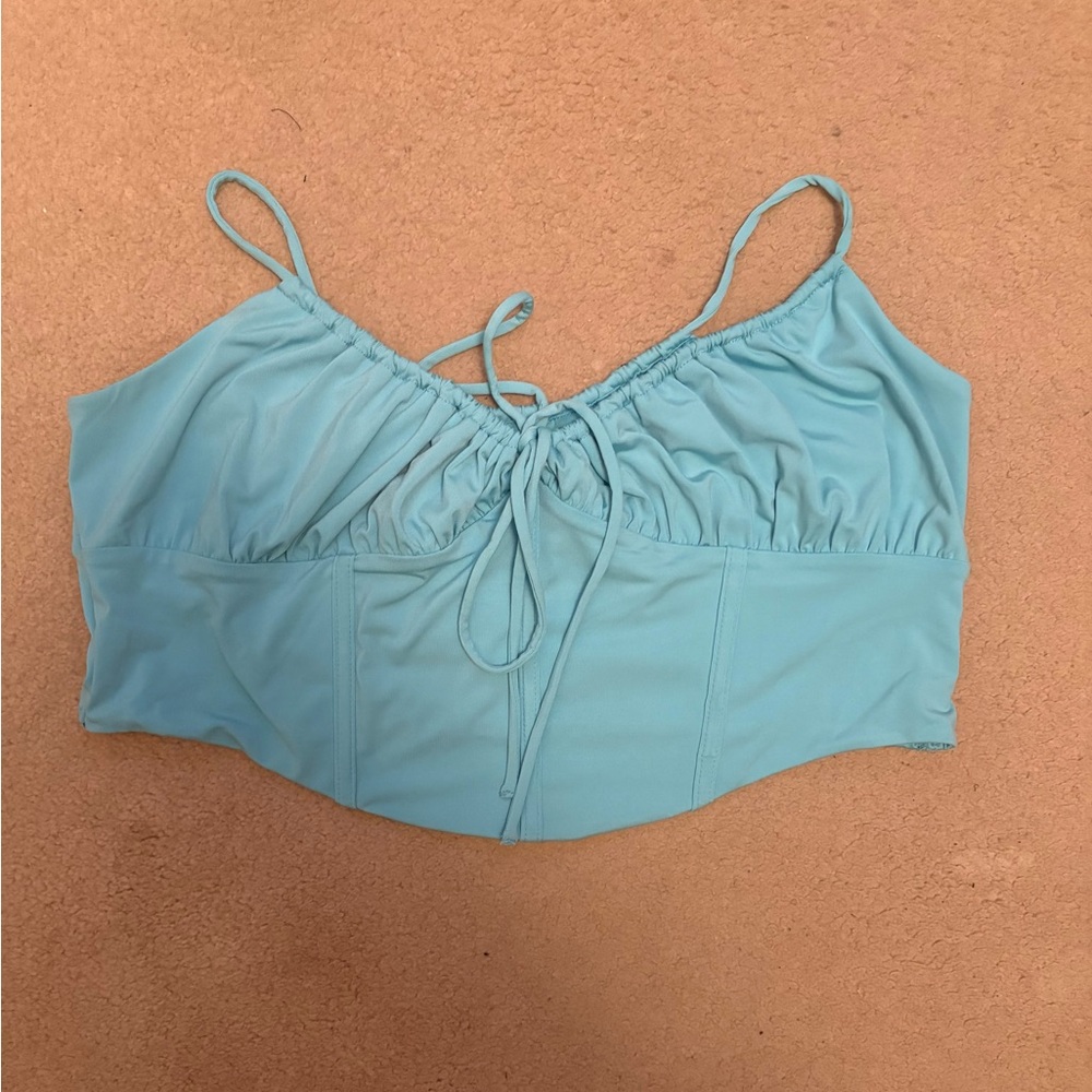 Garage Light Blue Corset Crop Top